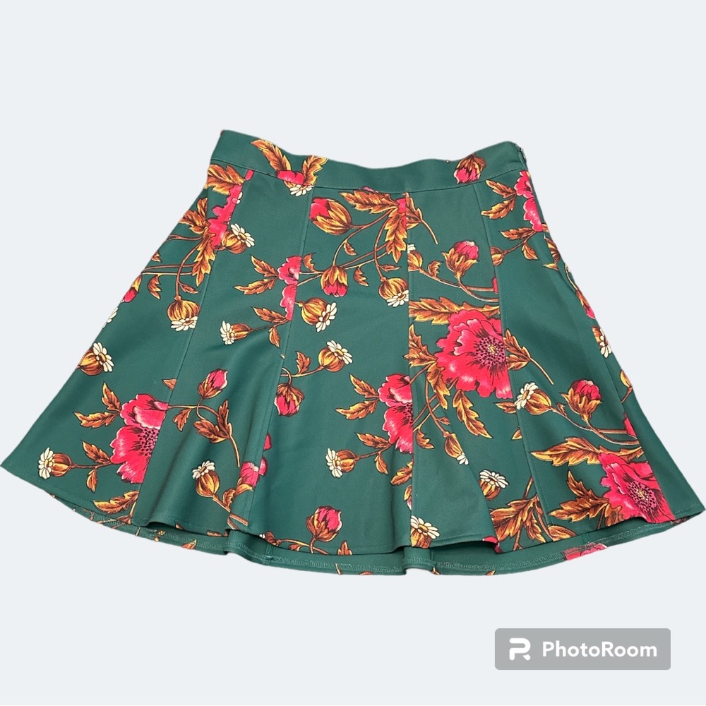 Anthropologie Maeve Green Floral Skirt